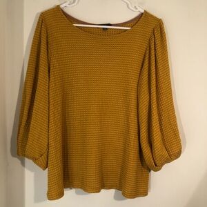 GYFT Womens Knit Lightweight Sweater Womens L 3/4 Sleeve Gold